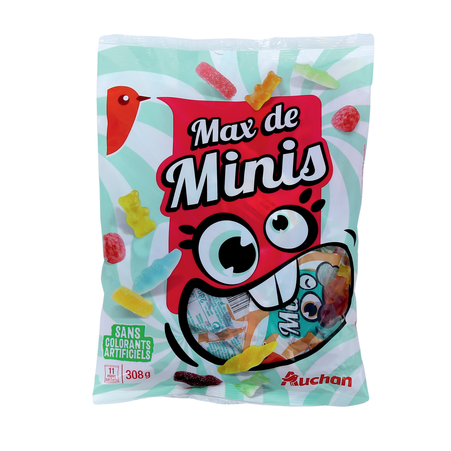 AUCHAN Mini bonbons aux fruits sans sucre 150g pas cher 