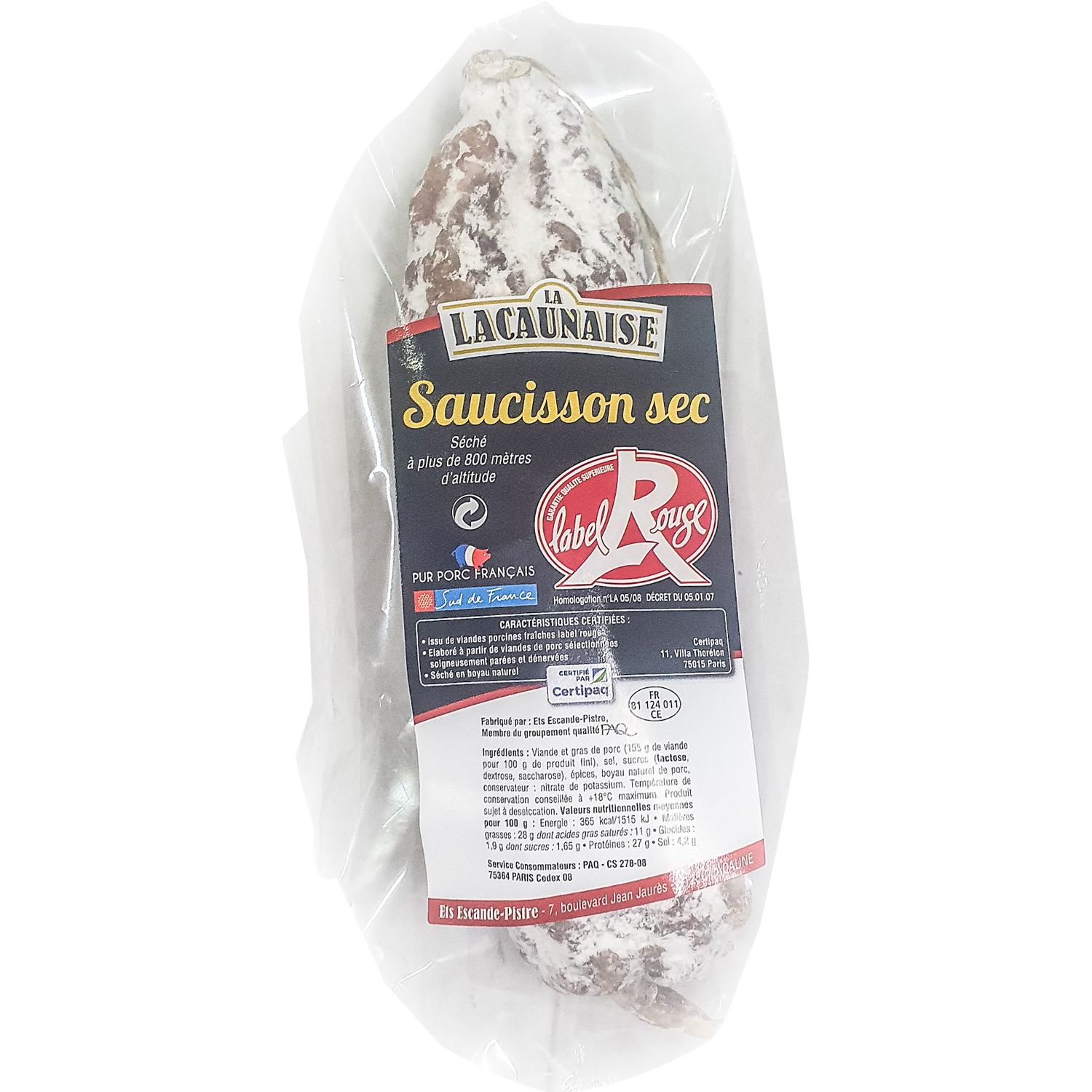 LE CAUCHOIS Saucisson sec 380g pas cher 