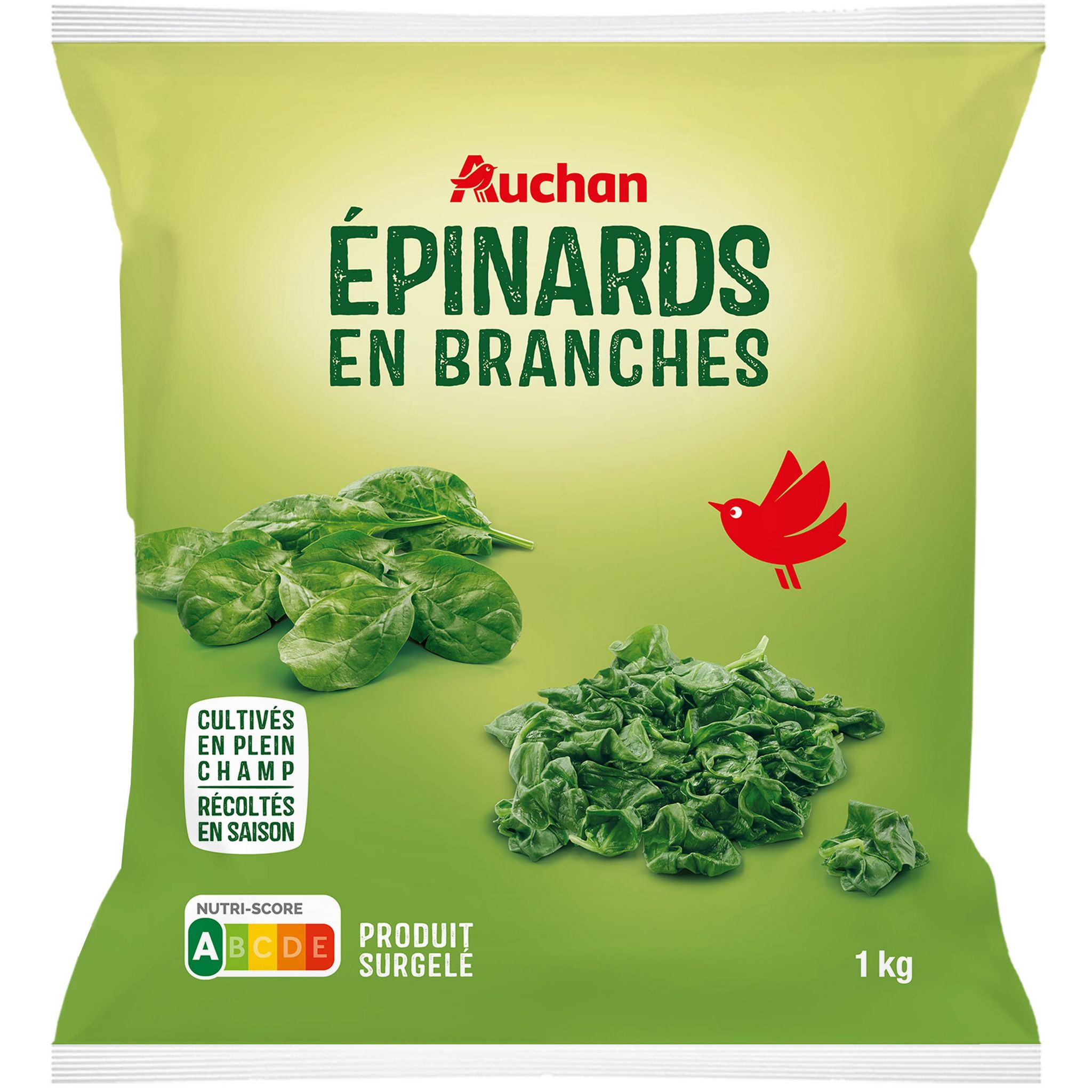 AUCHAN Epinards en branches 5 portions 1kg pas cher 