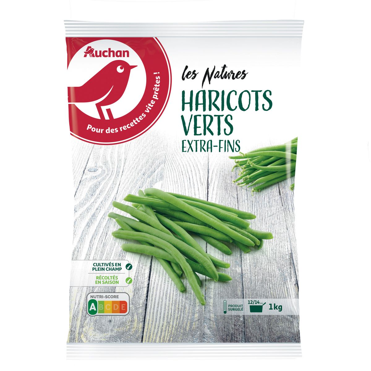 AUCHAN Haricots verts extra-fins 5 portions 1kg pas cher 