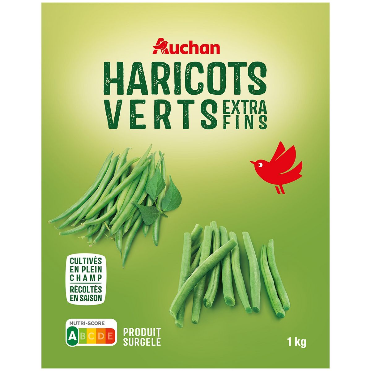 AUCHAN Haricots verts extra-fins 5 portions 1kg pas cher 