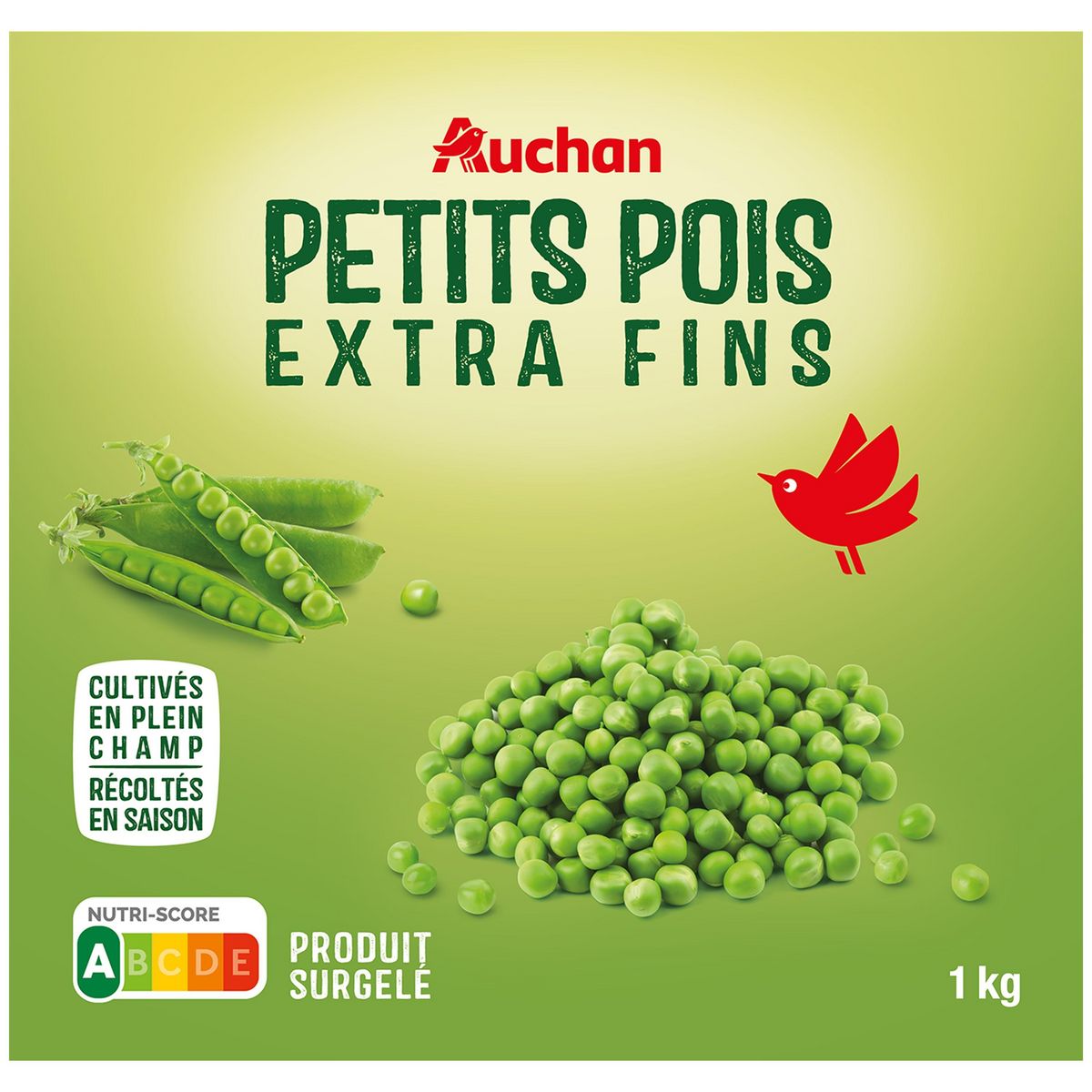 AUCHAN Petits pois extra fins 5 portions 1kg pas cher 