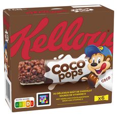 KELLOGG'S Coco Pops Barres de céréales 6 barres 120g