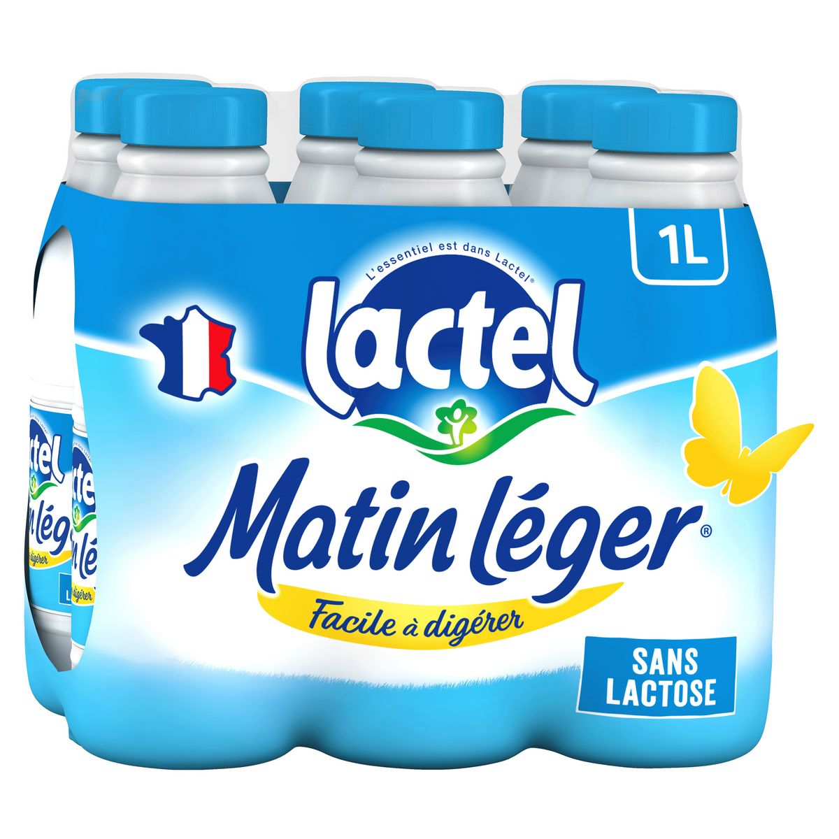 LACTEL Matin léger Lait facile à digérer sans lactose 6x1L