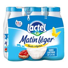 LACTEL Matin léger Lait demi-écrémé sans lactose UHT 6x1L