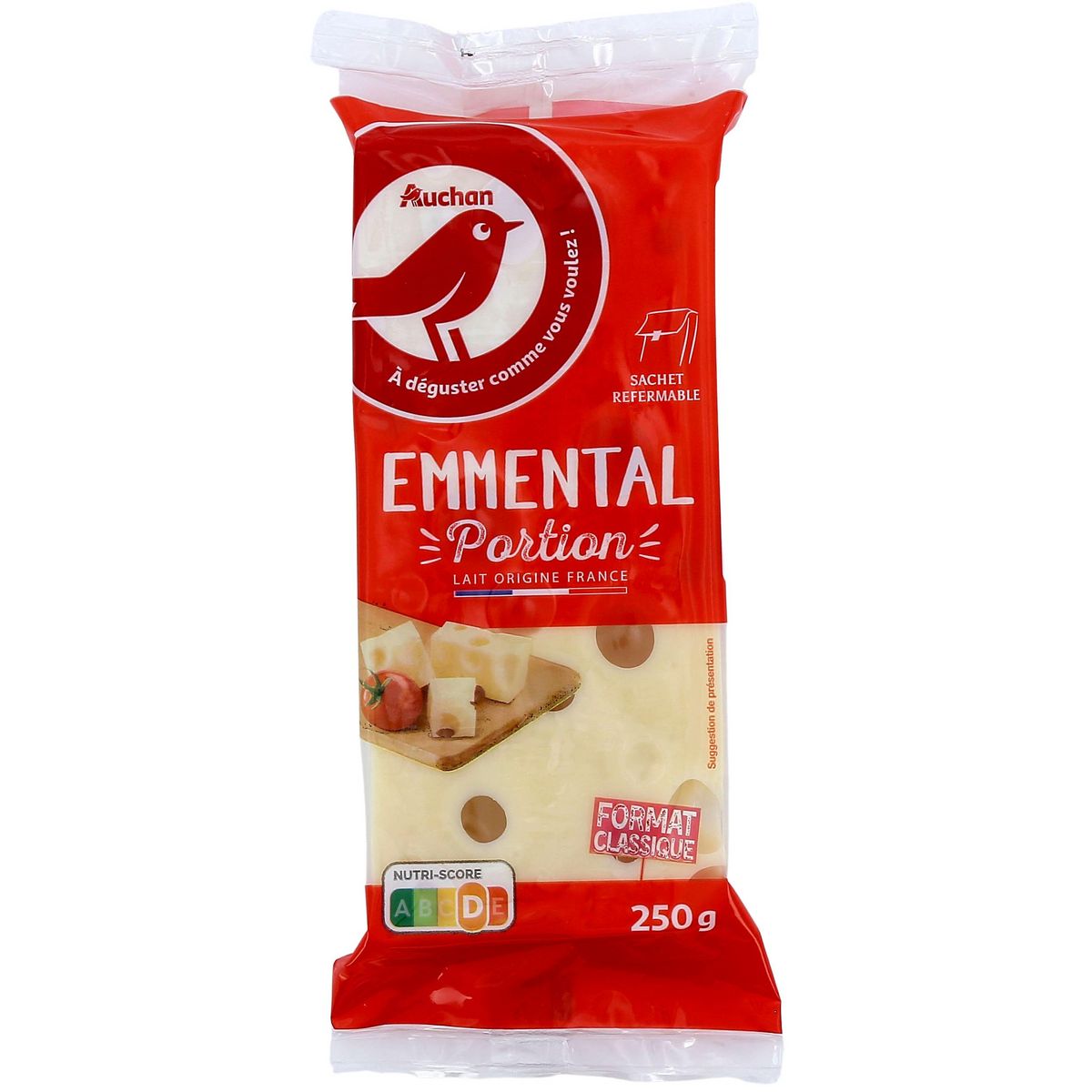 AUCHAN Emmental français en bloc 250g pas cher 