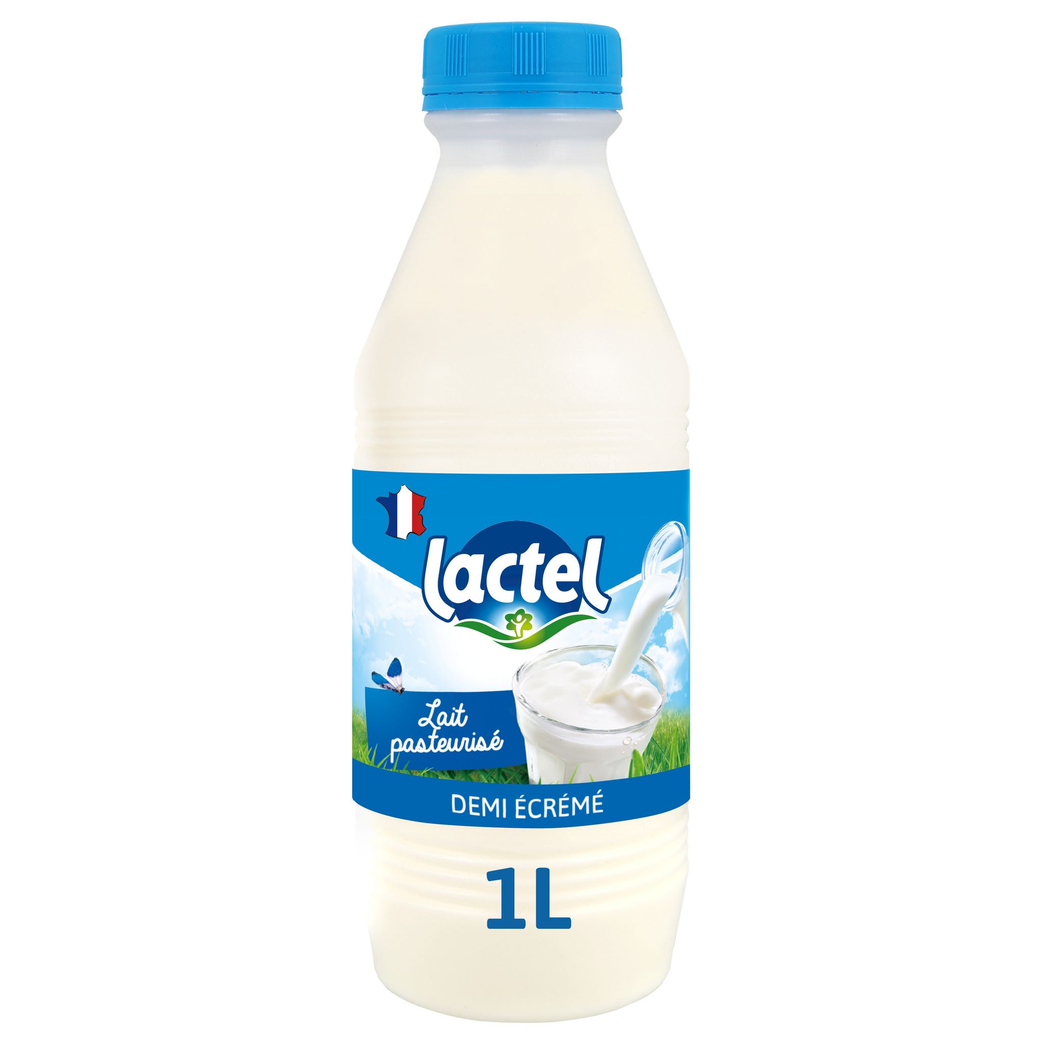 AUCHAN Lait frais pasteurisé demi-écrémé de Normandie 1l : :  Epicerie