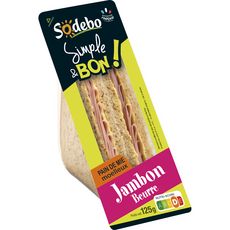 SODEBO Sandwich jambon beurre pain complet moelleux 125g