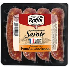 HENRI RAFFIN Diots saucisses de Savoie fumées à l'ancienne 4 pièces 34g