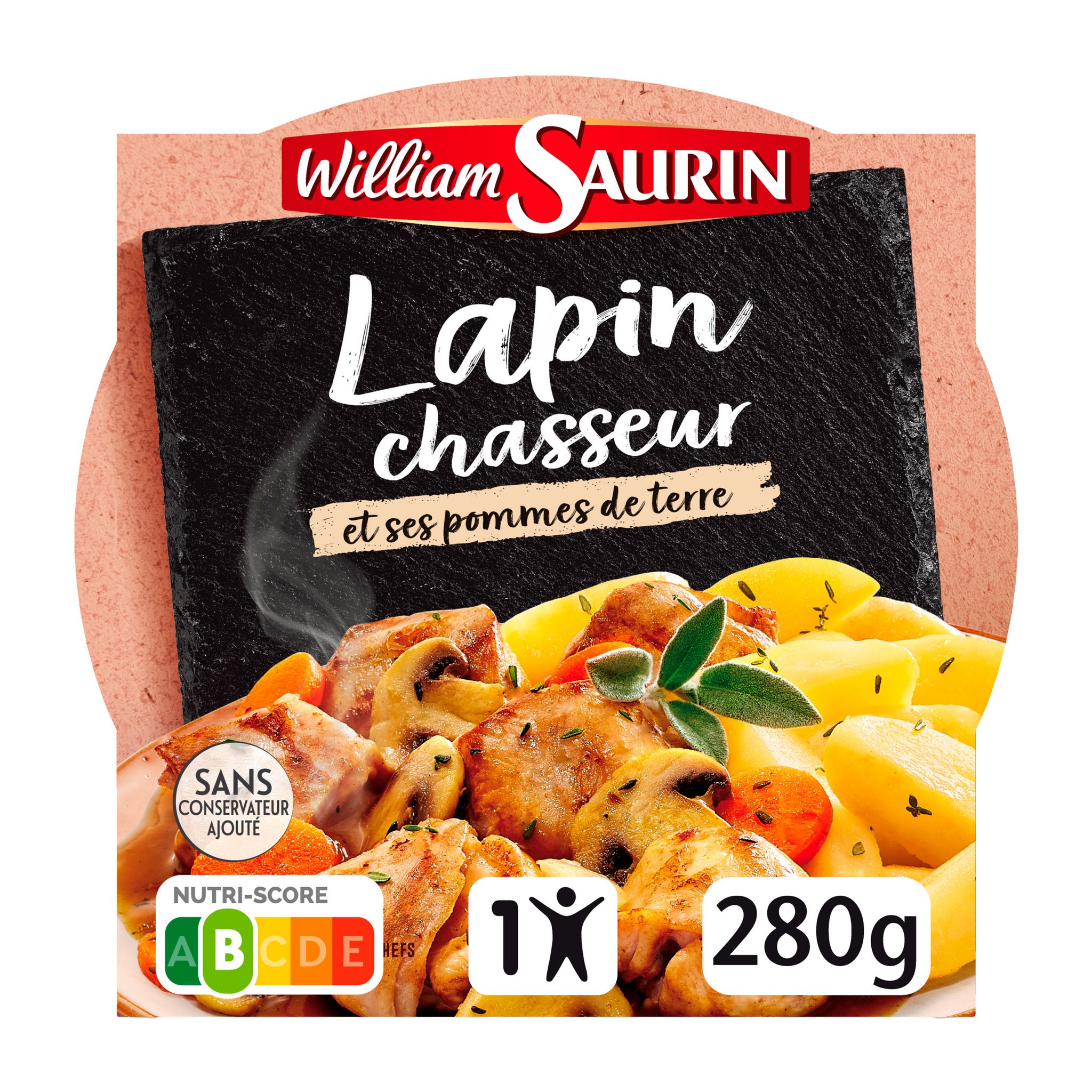 WILLIAM SAURIN Lapin chasseur et ses pommes de terre barquette 1