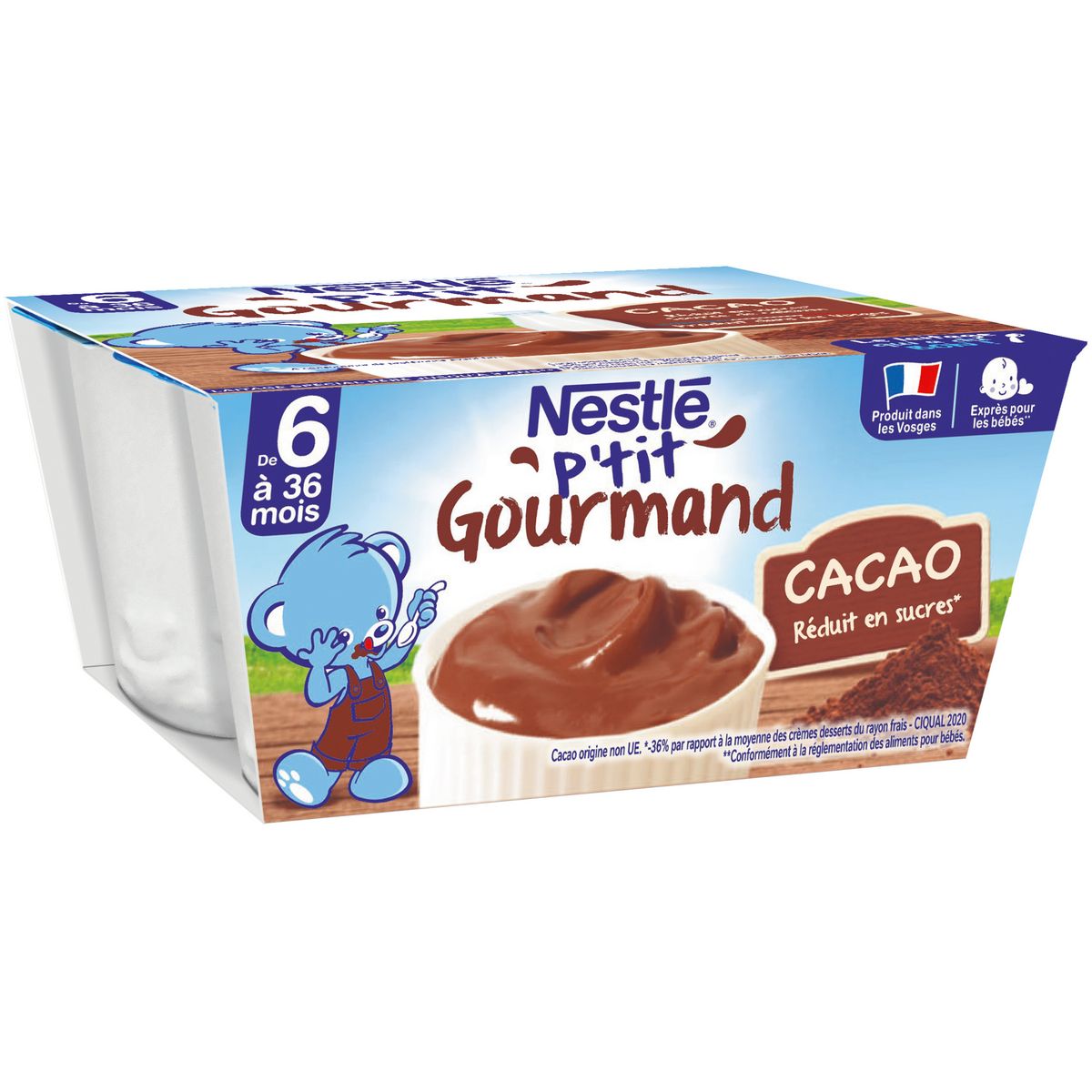 NESTLE P'tit gourmand petit pot crème dessert chocolat dès 6 mois 4x100g  pas cher 