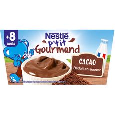 NESTLE P'tit gourmand petit pot crème dessert chocolat dès 6 mois 4x100g