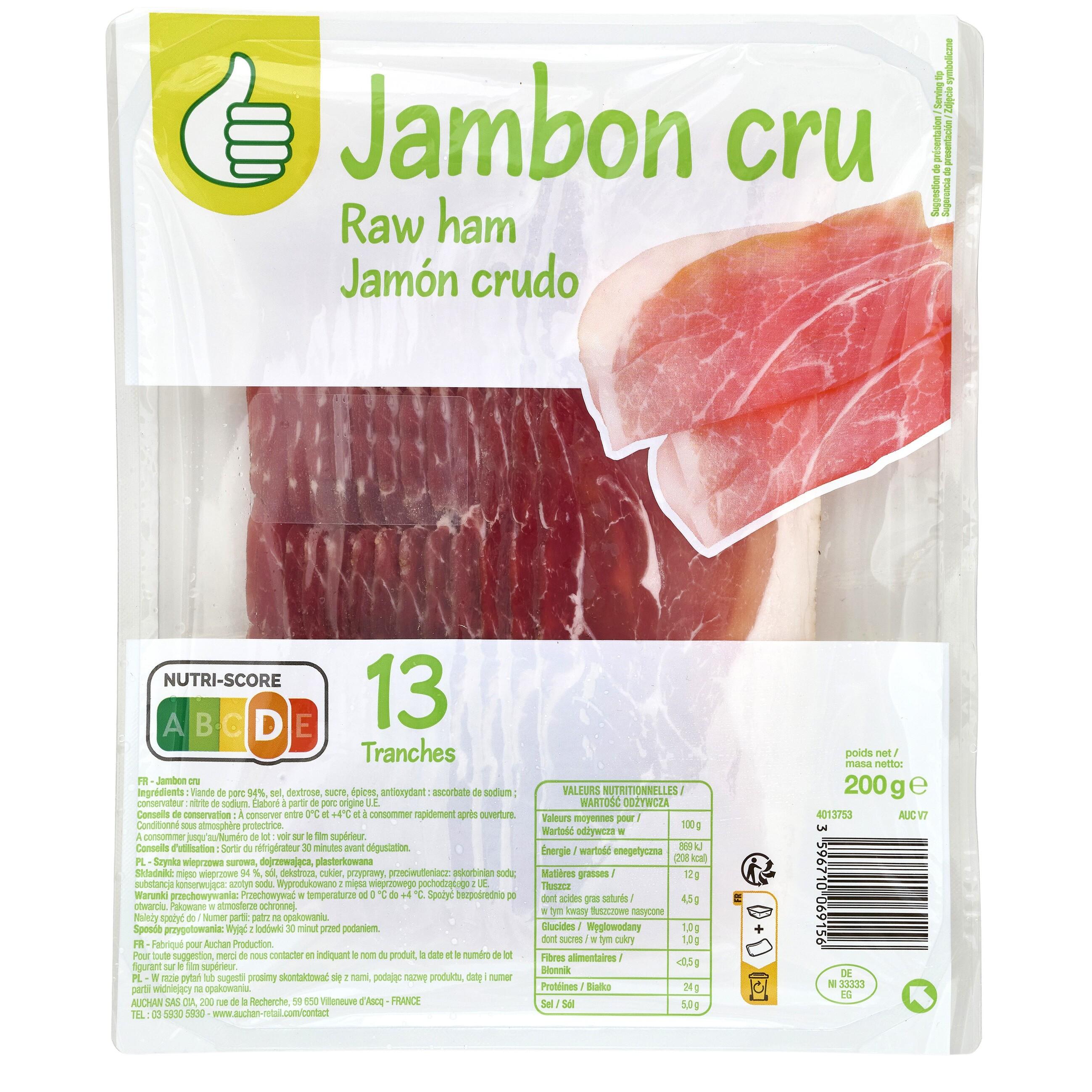 Livraison à domicile Aoste Jambon Cru, 165g, 6 tranches