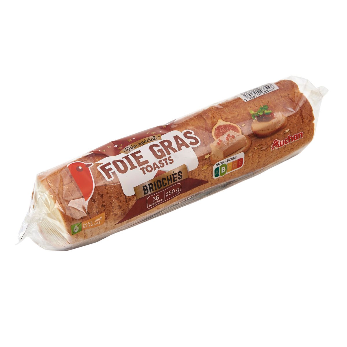 AUCHAN Toasts briochés spécial foie gras 250g