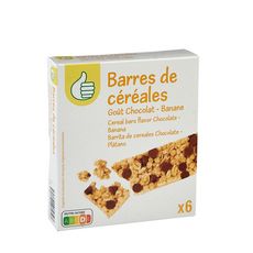 AUCHAN ESSENTIEL Barres de céréales banane et chocolat 6 barres 126g