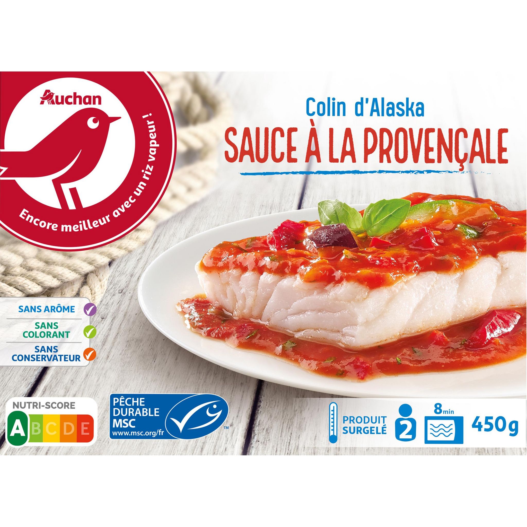 AUCHAN Colin d'Alaska sauce à la Provençale MSC 2 portions 450g