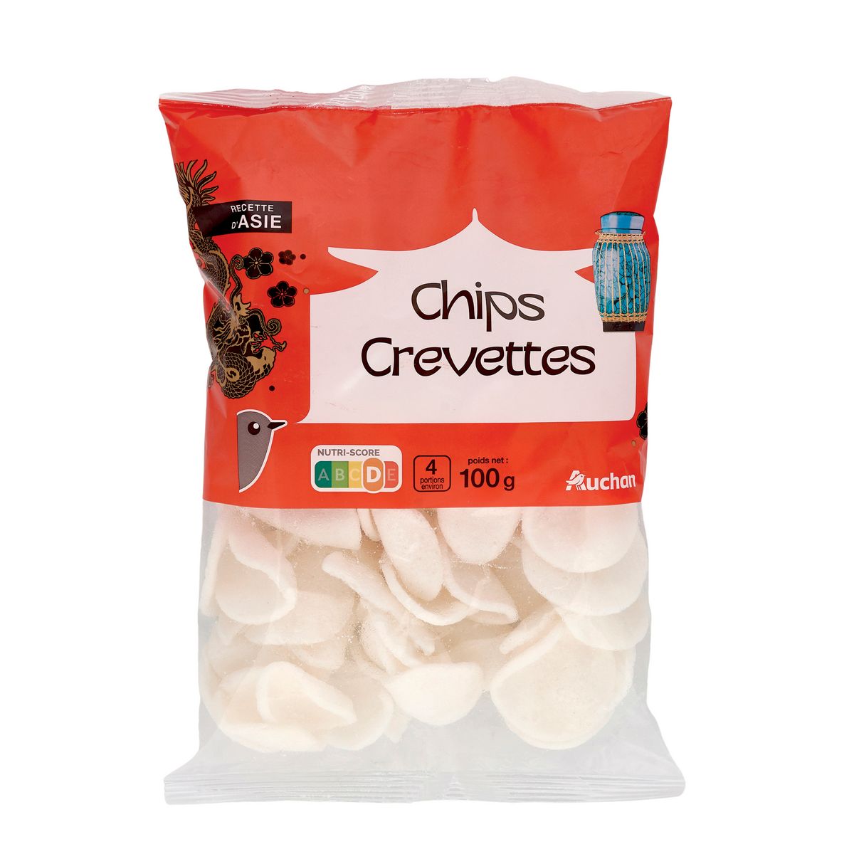 AUCHAN Chips de crevettes 4 portions 100g