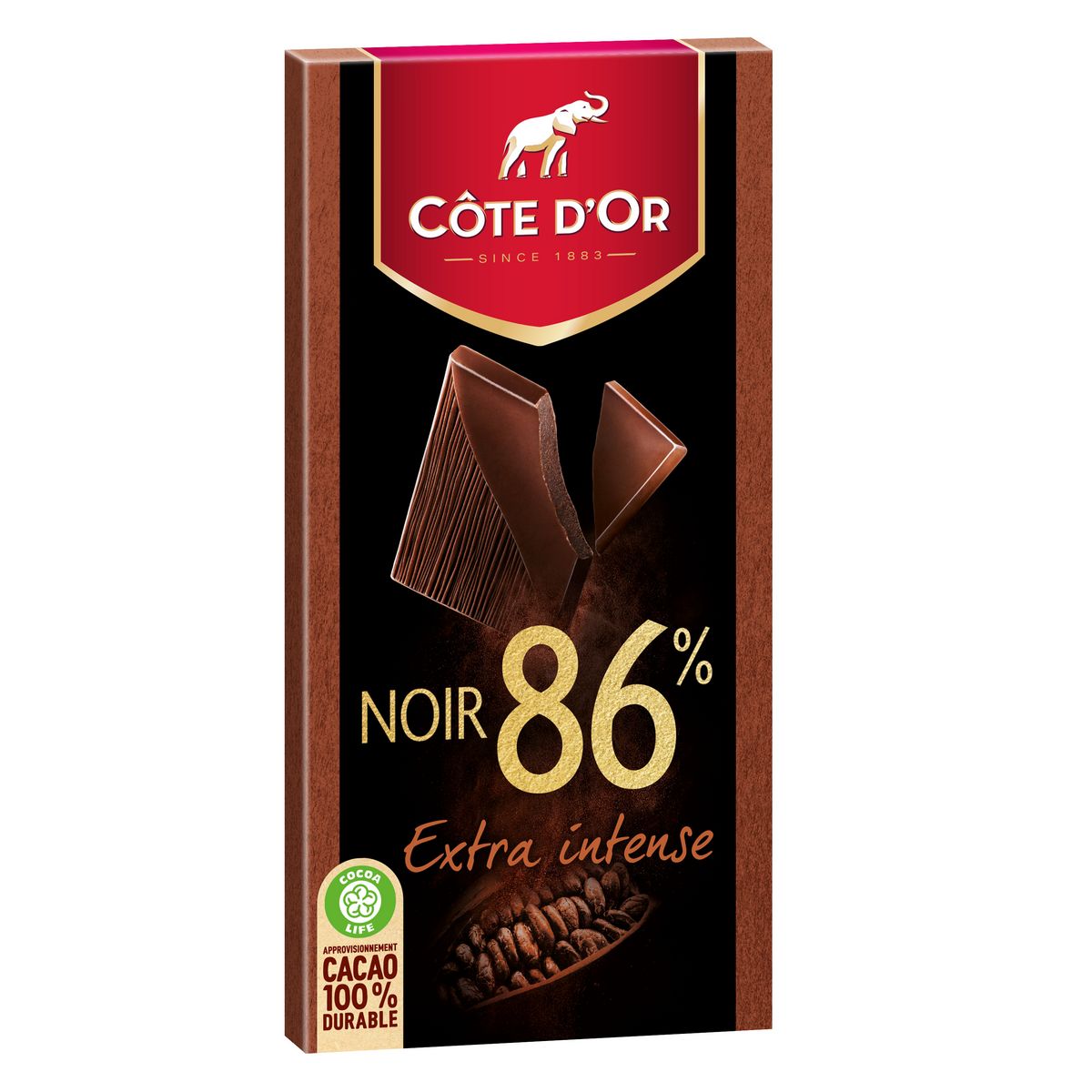COTE D'OR Tablette de chocolat noir intense dégustation 86% cacao 1 pièce 100g