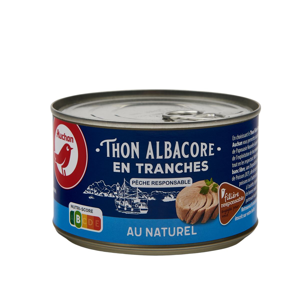AUCHAN CULTIVONS LE BON thon albacore en tranches au naturel 280g