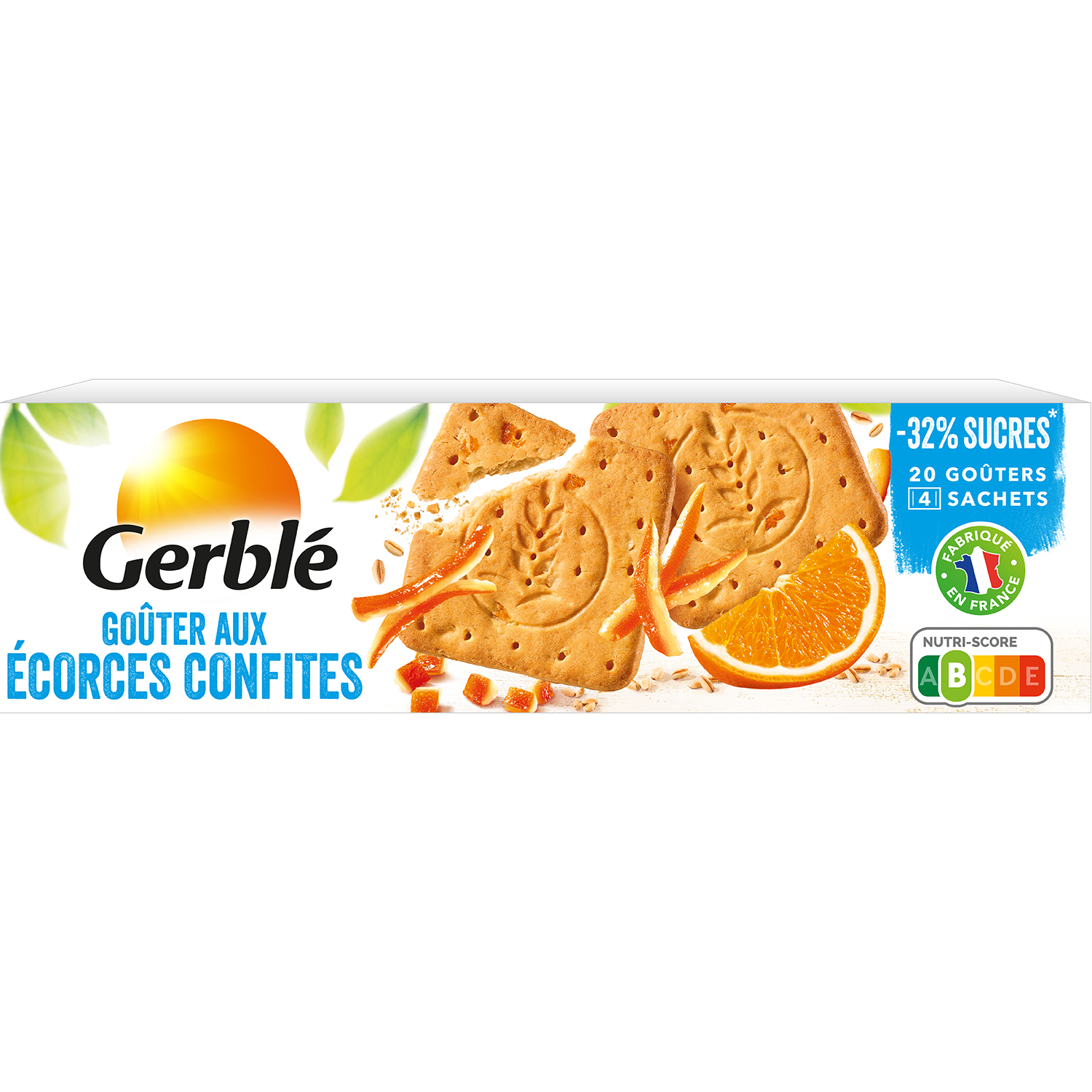 GERBLE Biscuits goûter aux écorces confites sachets fraîcheur 4x5 biscuits  360g pas cher 