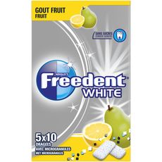 FREEDENT White chewing-gums sans sucres aux fruits citron poire 5x10 dragées 70g
