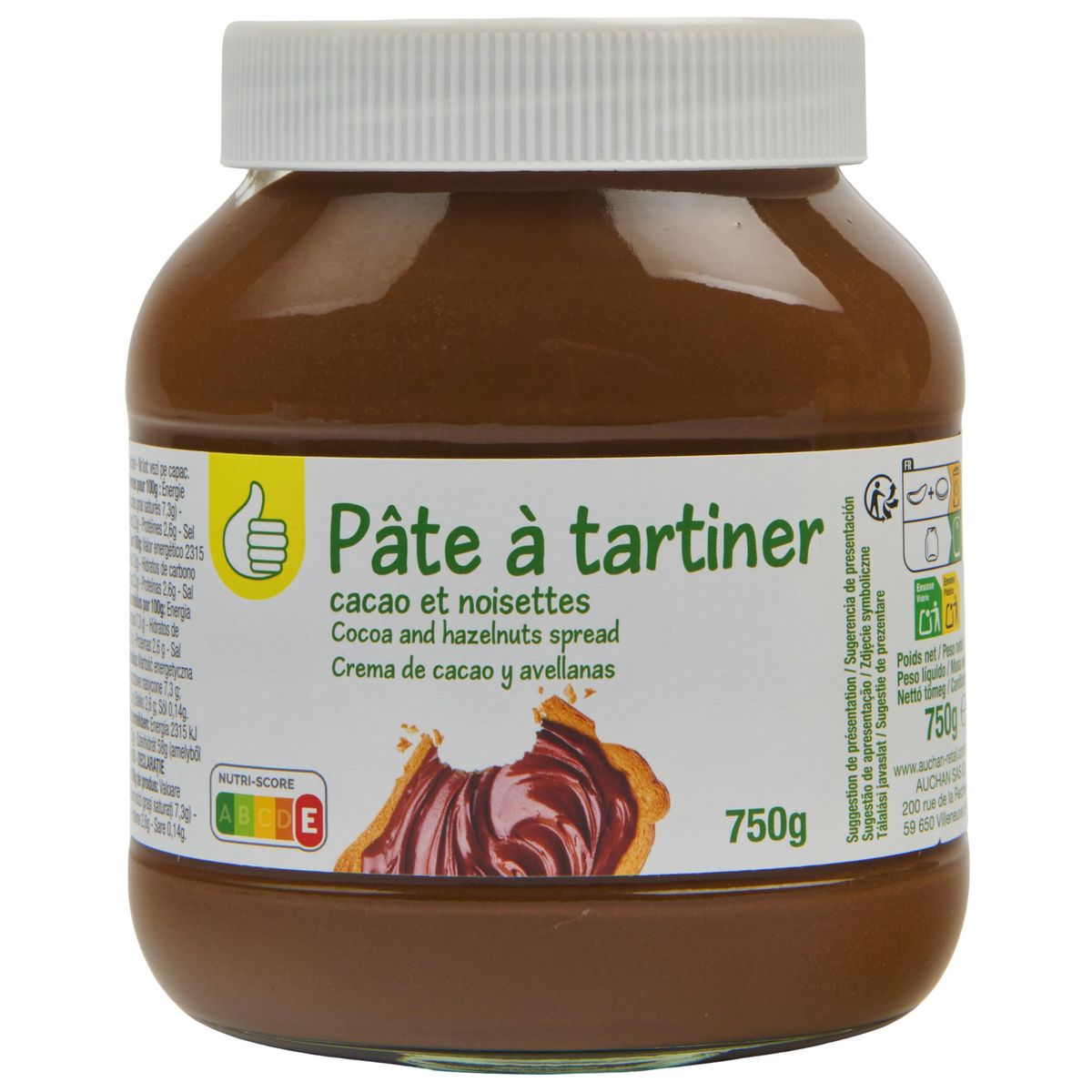 POUCE Pâte à tartiner cacao et noisettes 750g pas cher 