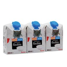 AUCHAN Junior-Adult briques de boisson lactée pour chaton et chat 3x20cl