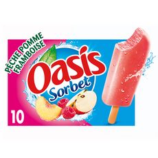 OASIS Bâtonnet glacé sorbet pêche et pomme 10 pièces 400g
