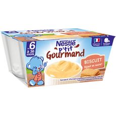NESTLE P'tit gourmand petit pot dessert lacté biscuité dès 6 mois 4x100g
