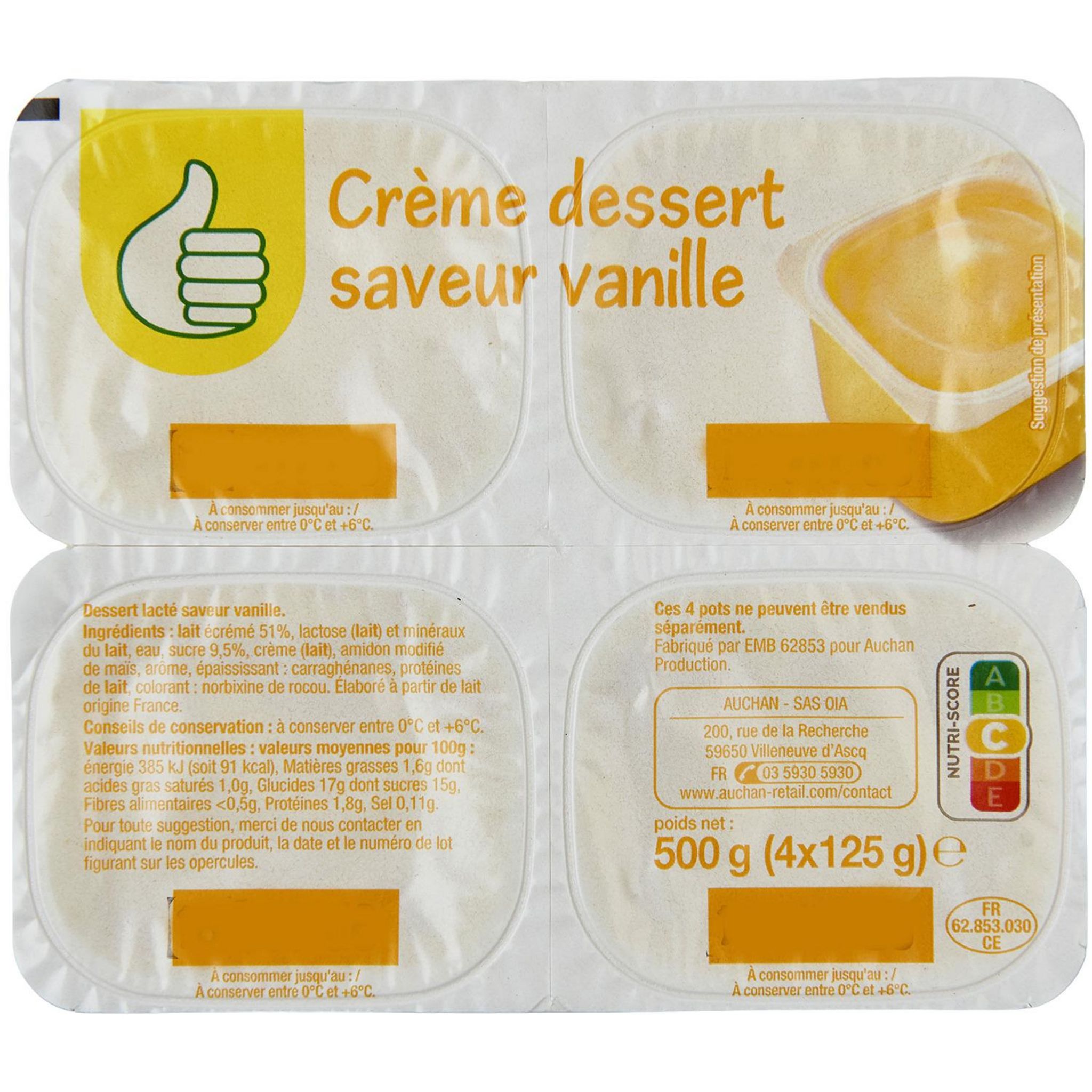 Crème saveur vanille