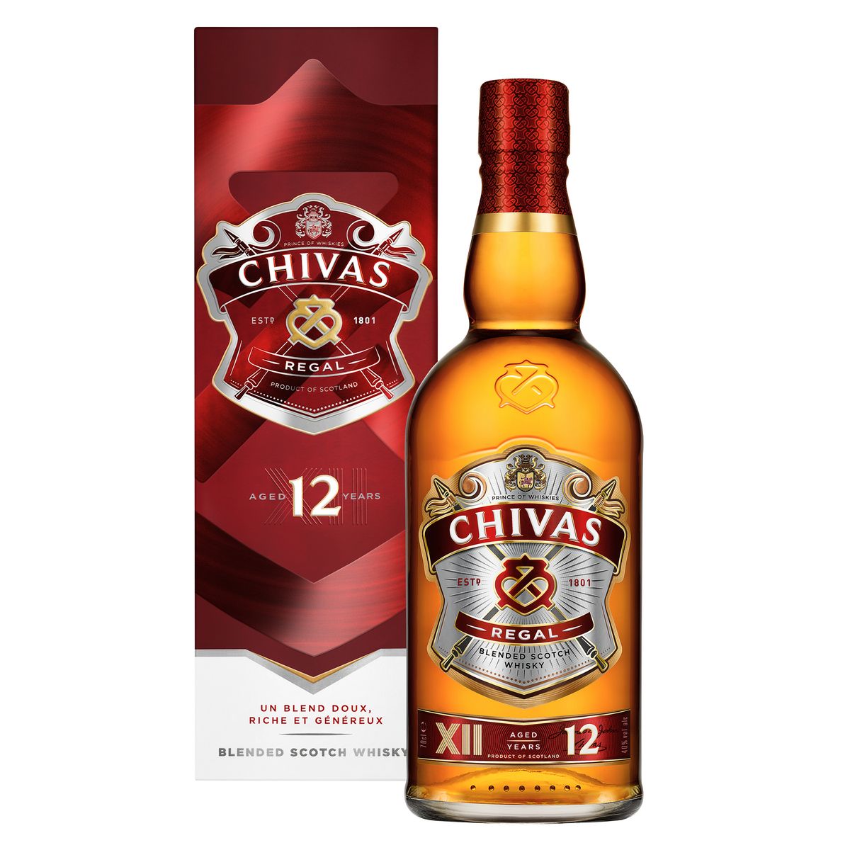 Blended Whiskey Chivas Regal, 12 ans, 40% vol., Écosse, 1 l, bouteille