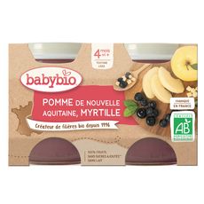 BABYBIO Petit pot dessert pomme myrtille bio dès 4 mois 2x130g