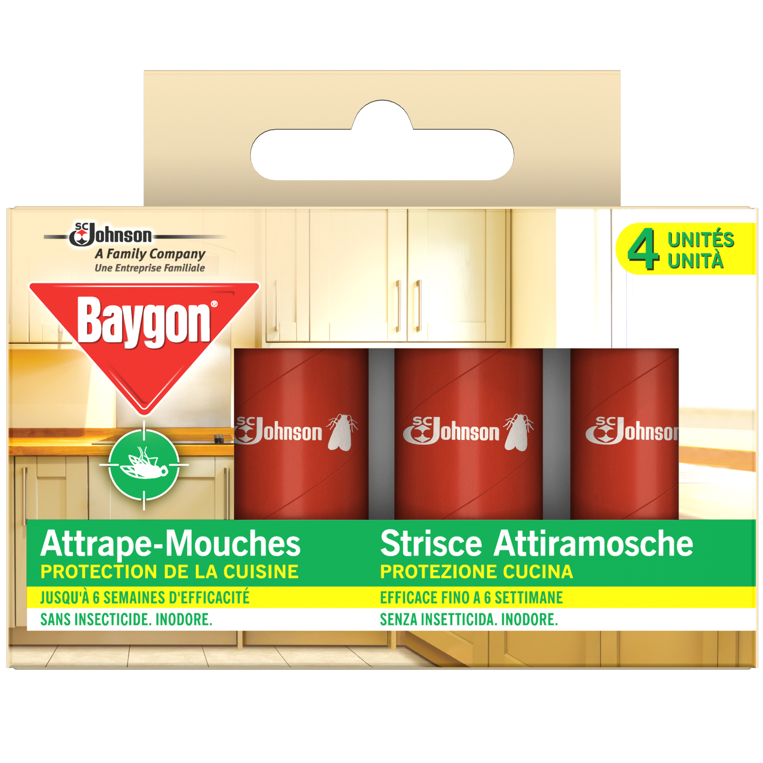 BAYGON Rubans adhésifs attrape-mouches efficace 4x6semaines 4