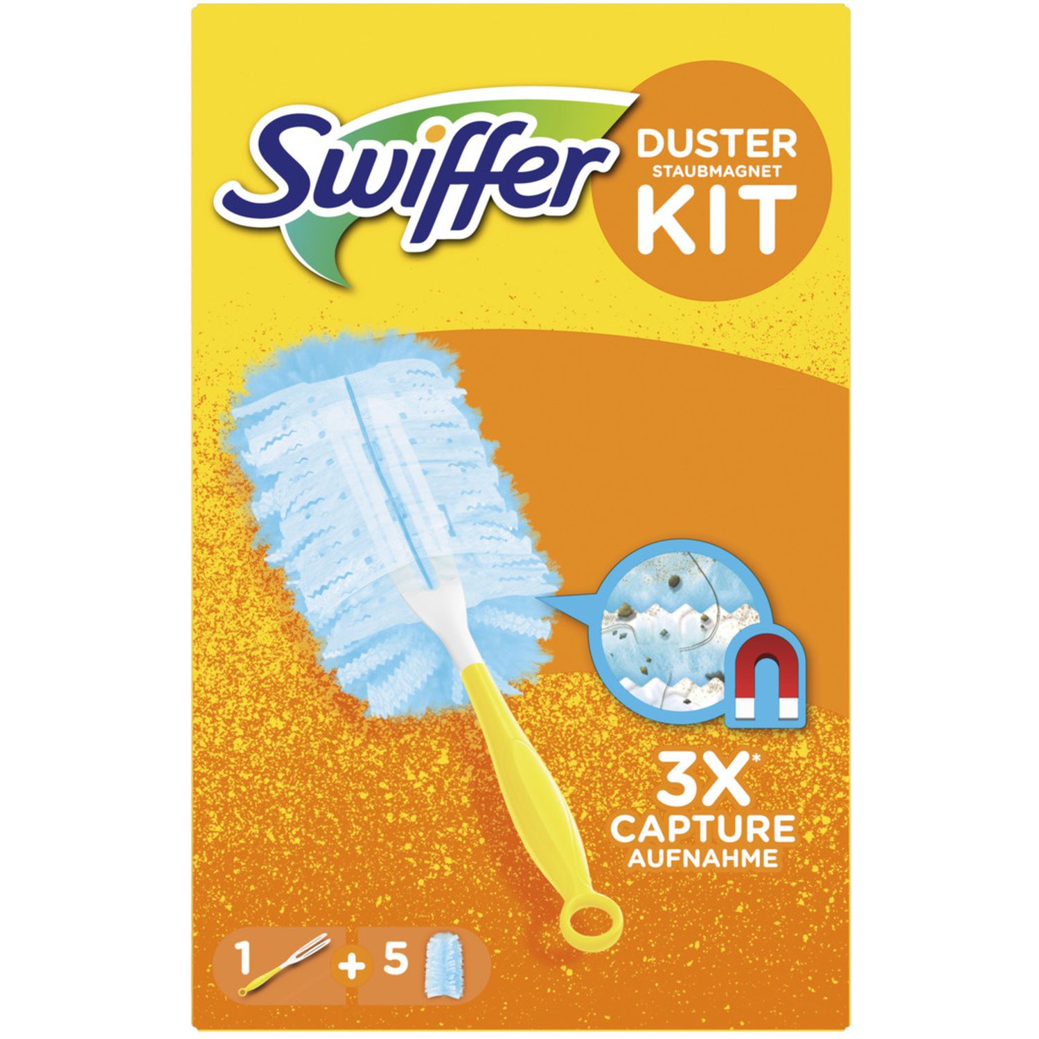 SWIFFER Duster kit plumeau anti-poussière et recharges 5 recharges 1 plumeau  pas cher 