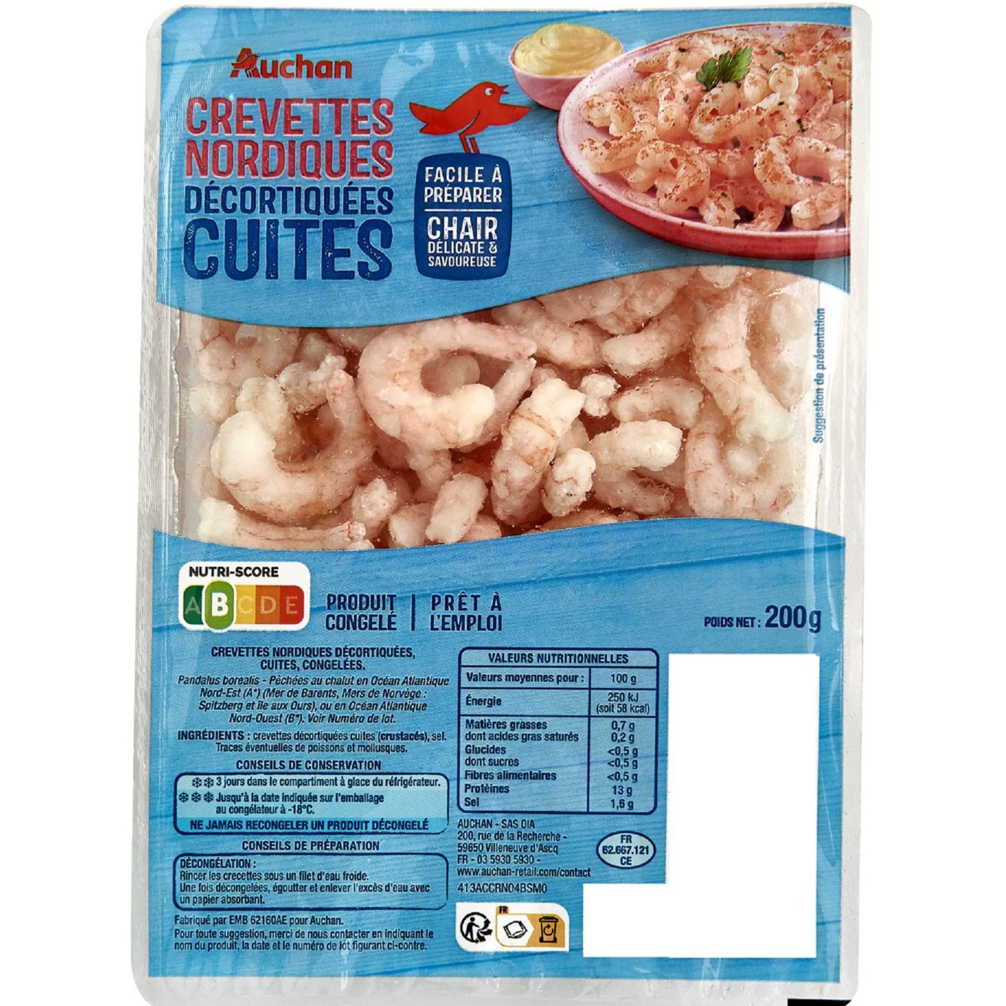 Crevettes nordiques entières - 1 lb