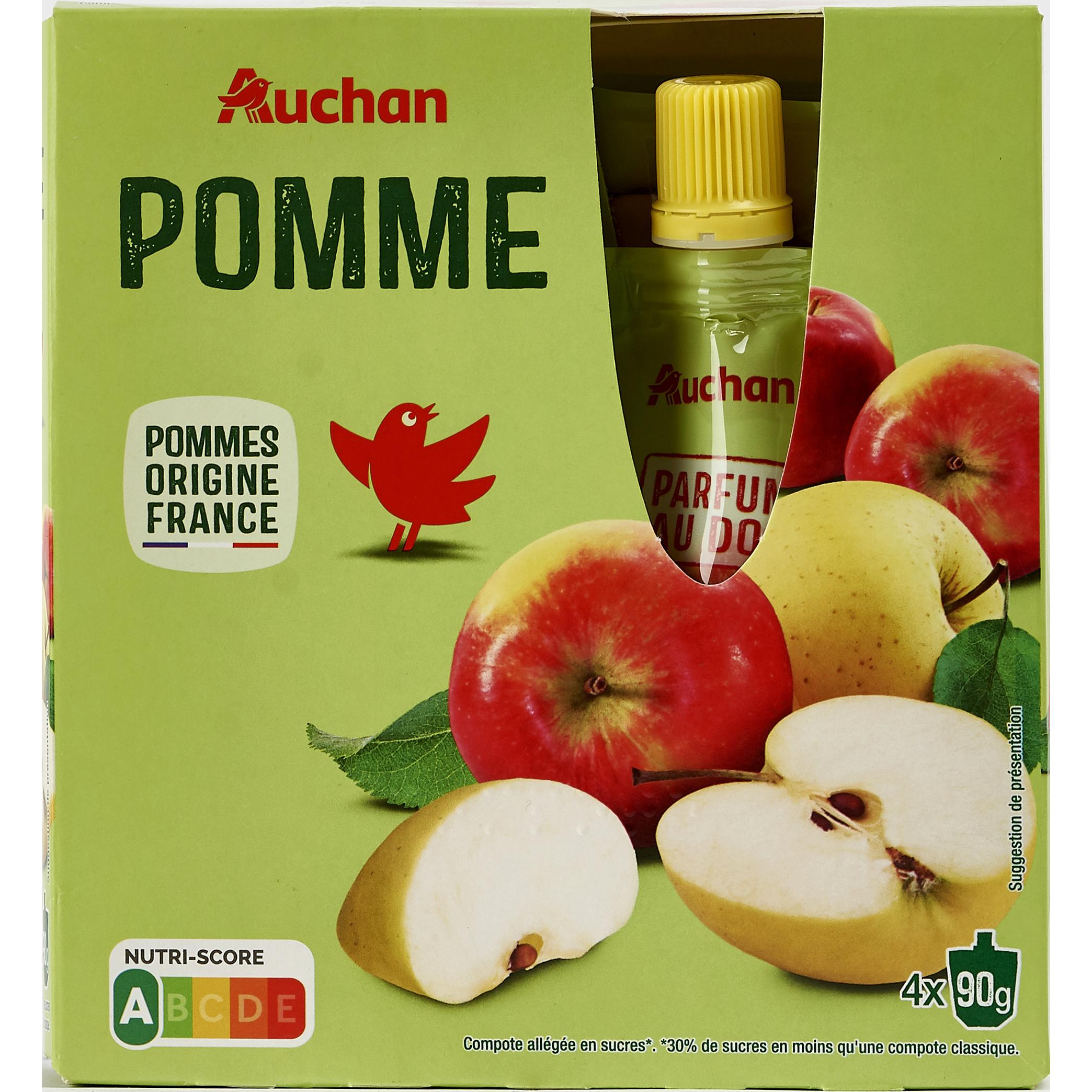 POUCE Auchan Essentiel Gourde compote de pomme allégée en sucres