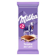 MILKA Tablette de chocolat au lait tendre au lait 2 pièces 2x100g