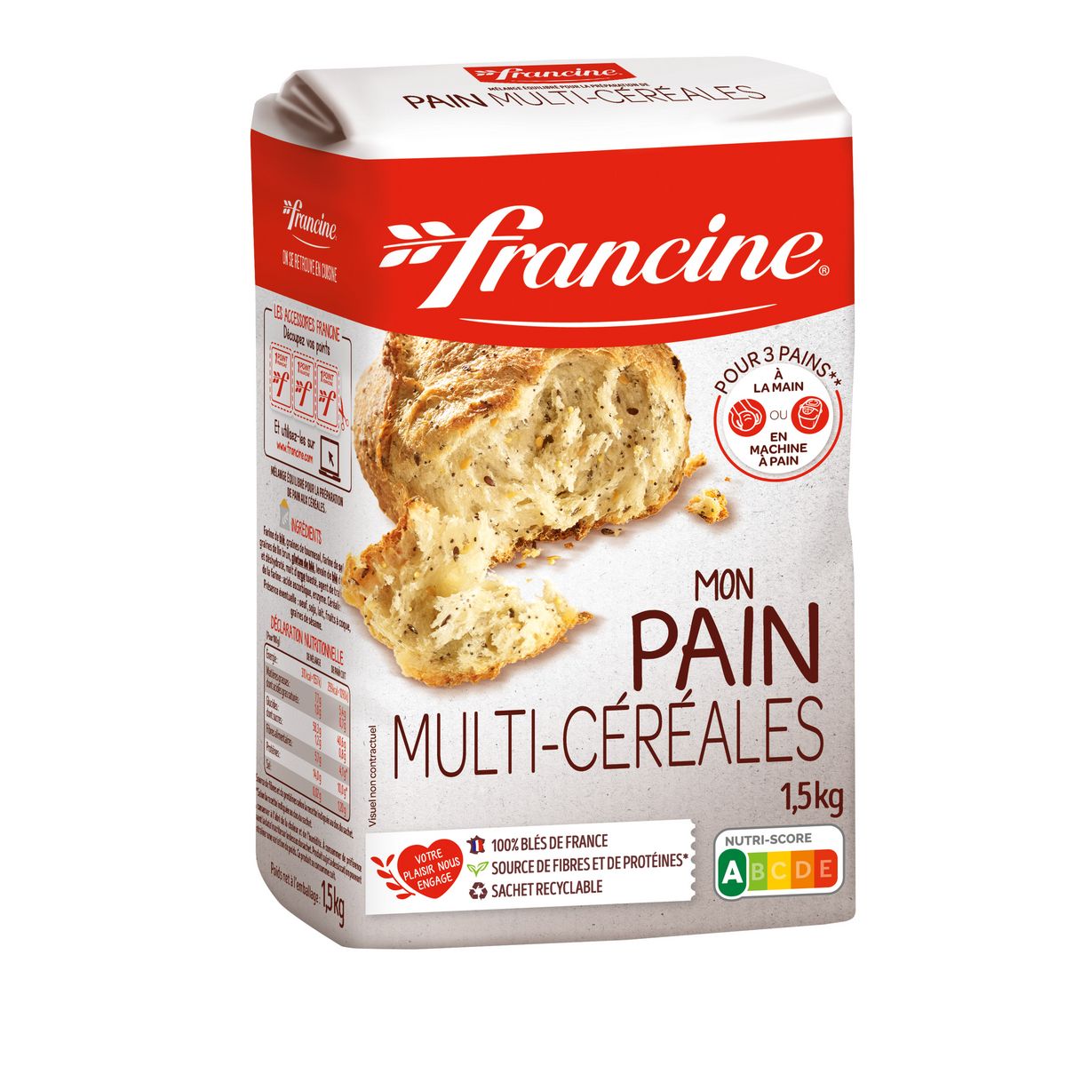 FRANCINE Mon pain, farine multi-céréales 1,5kg pas cher 