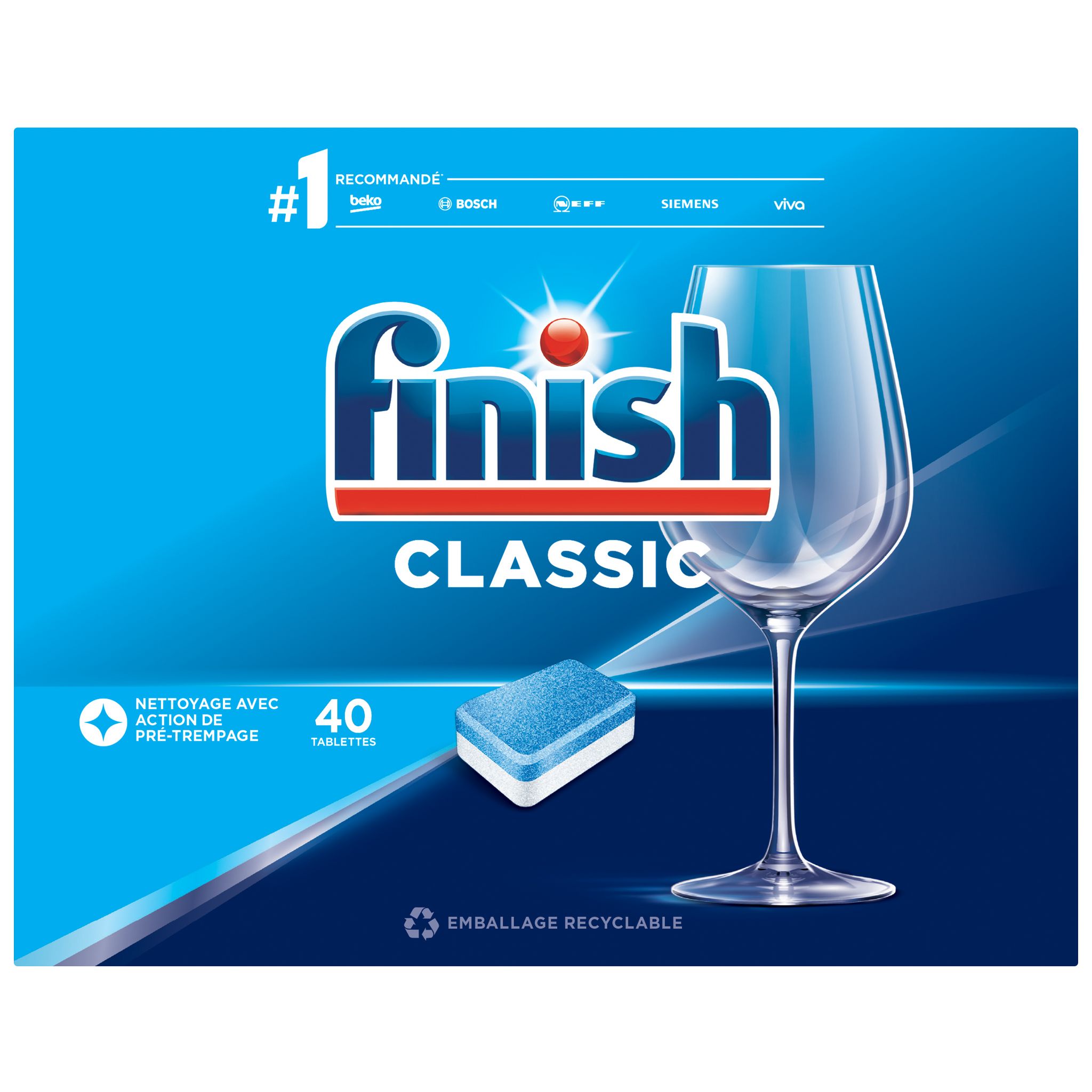 FINISH Powerball tablettes lave-vaisselle classic 40 tablettes pas cher 