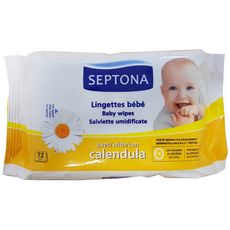 SEPTONA Lingettes bébé bio à l'extrait de Calendula  72 lingettes