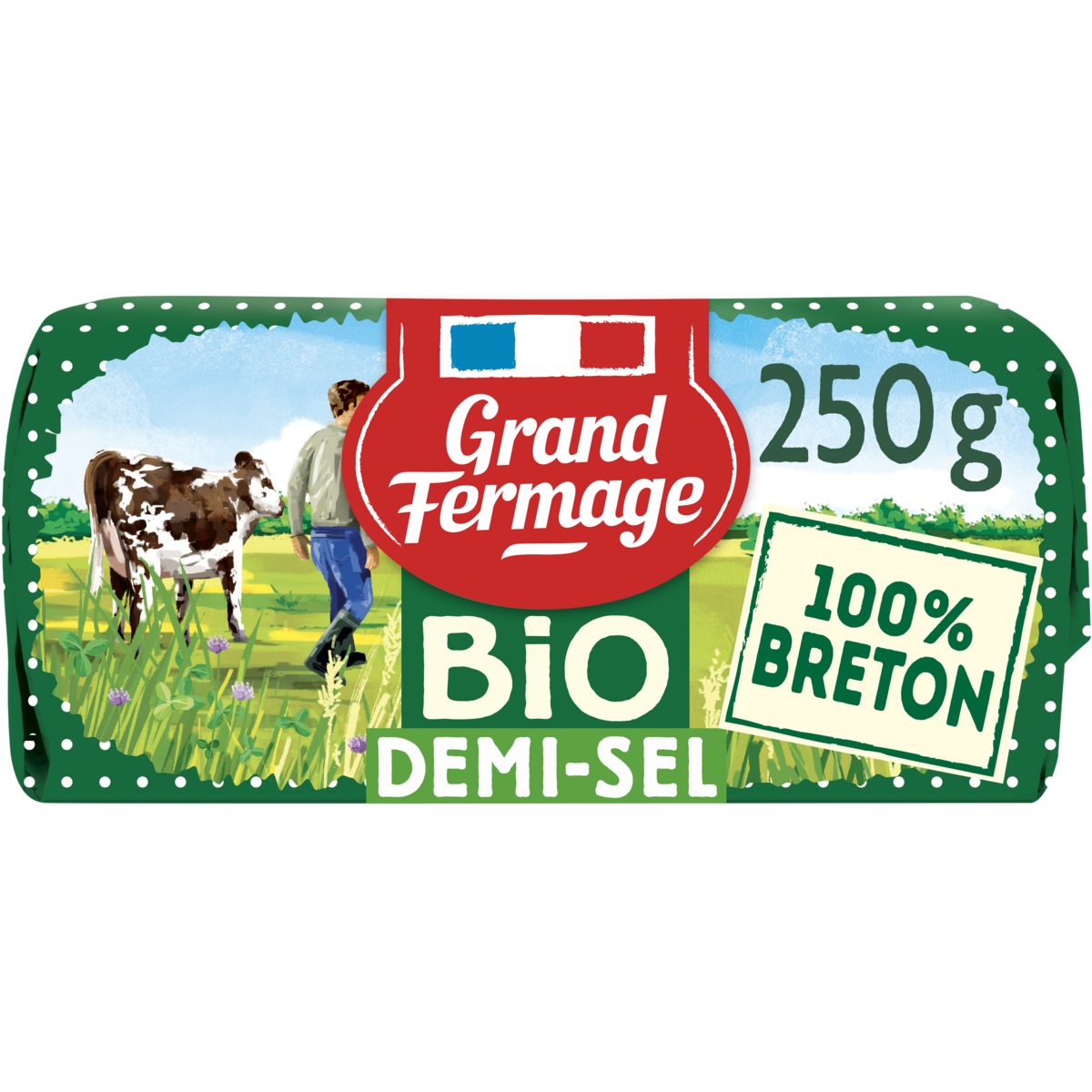 Beurre moulé BIO demi-sel - Beurre biologique - Grand Fermage