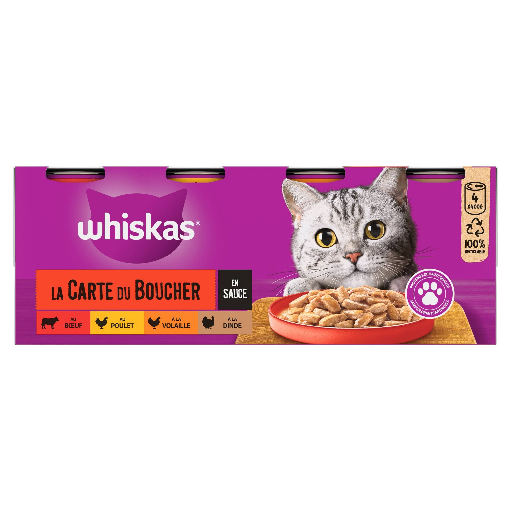 WHISKAS CHAT BOITE EN SAUCE BOEUF 400GR