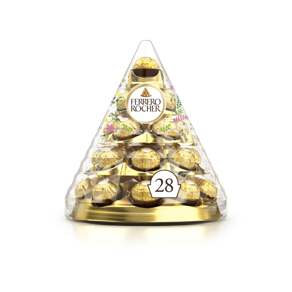 FERRERO ROCHER Fines gaufrettes de chocolat au lait et noisettes en  pyramide 28 pièces 350g pas cher 