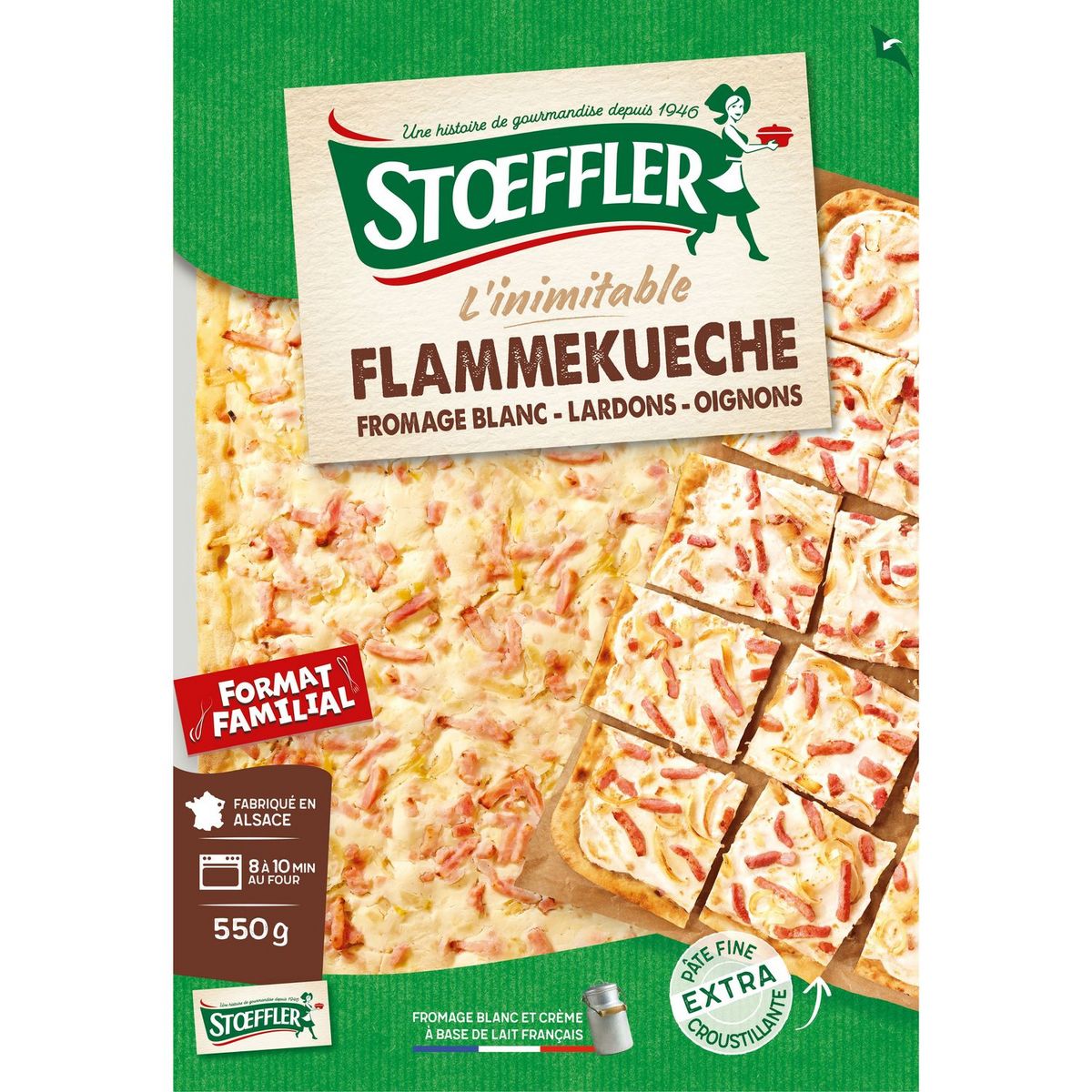 STOEFFLER Maxi flammekueche lardons oignons 3 portions 550g