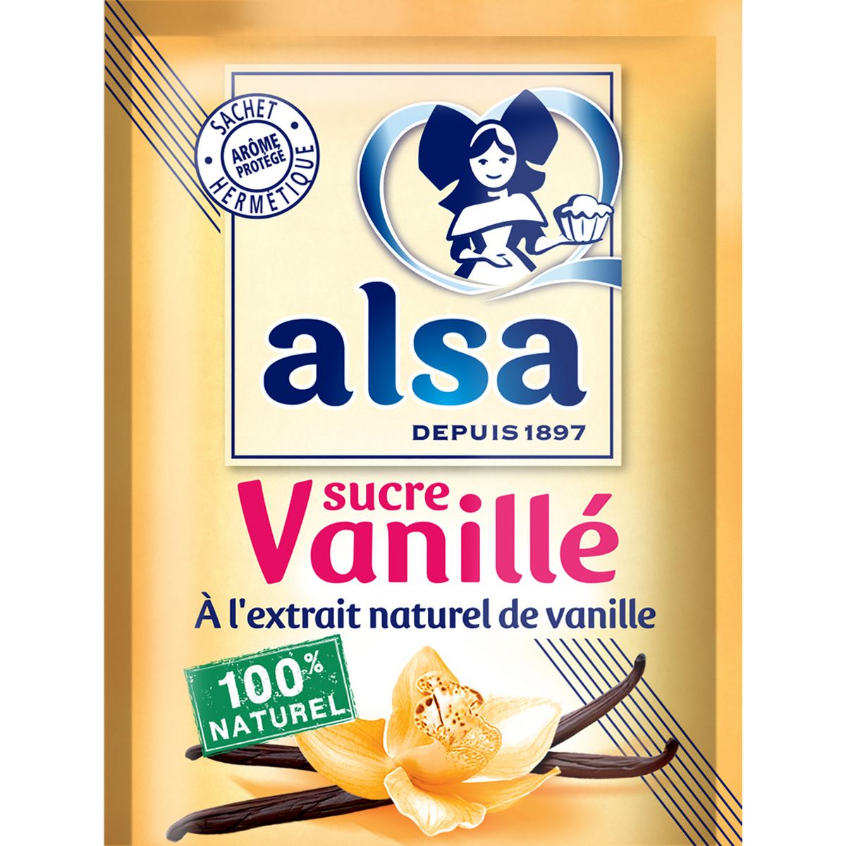 ALSA Sucre vanillé à l'extrait naturel de vanille 12 sachets 12x7,5g