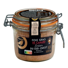 AUCHAN Foie gras de canard entier recette à l'ancienne 7-8 tranches 300g
