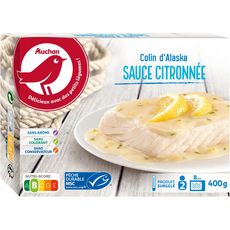 AUCHAN Colin d'Alaska sauce citronné MSC 2 portions 400g