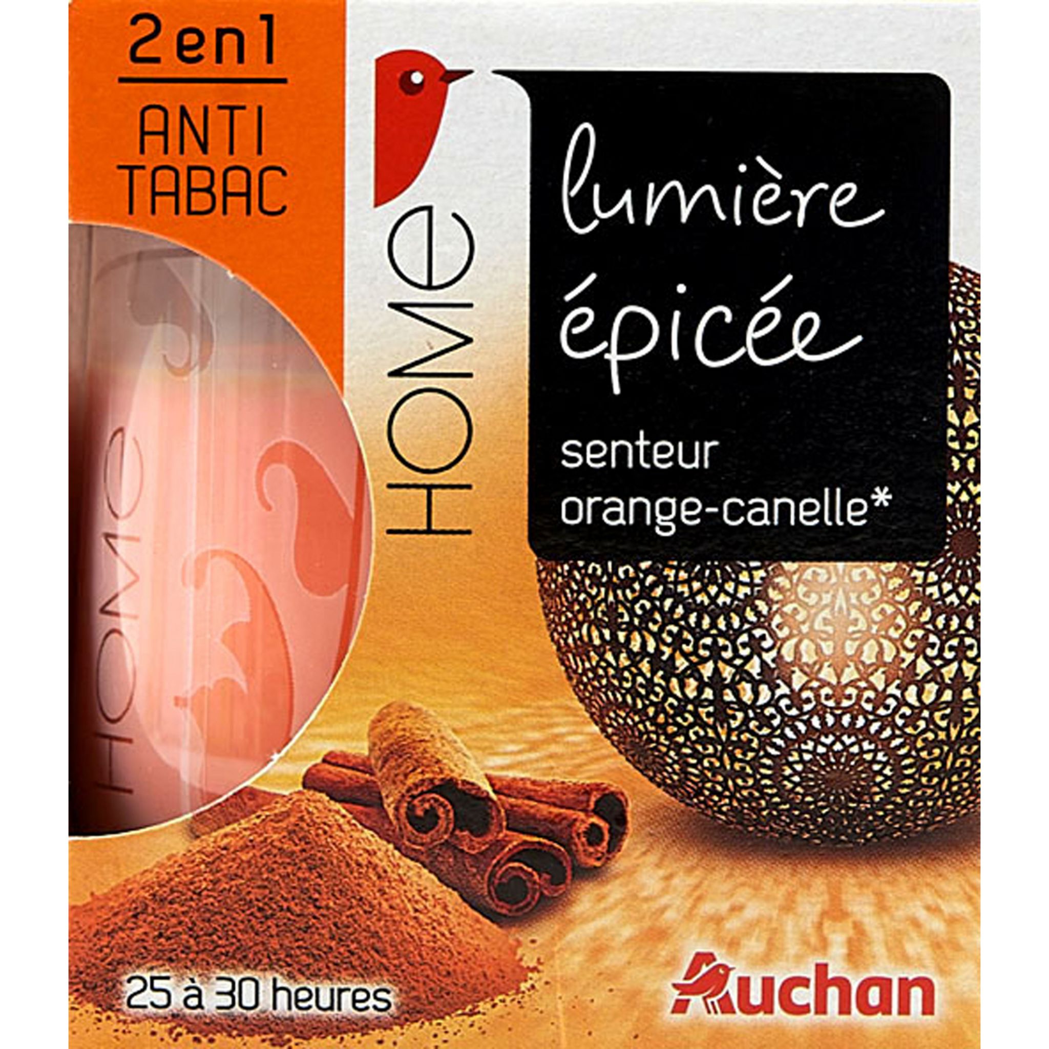 AUCHAN Bougie anti-tabac senteur orange cannelle 1 bougie pas cher