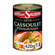 WILLIAM SAURIN Cassoulet toulousain à la graisse de canard sans colorant 1 personne 420g