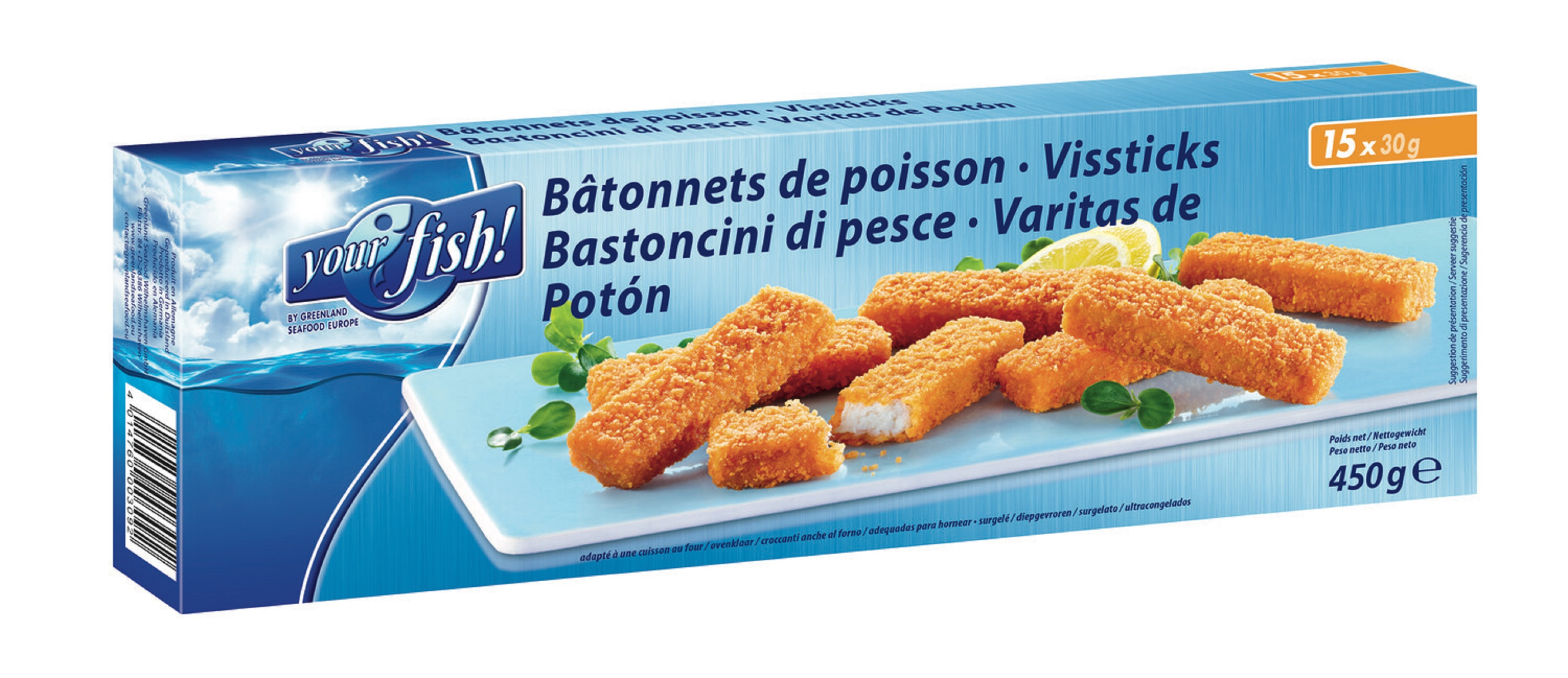 30 Bâtonnets de poisson panés (Seaside, 30 x 30g - boîte 900g